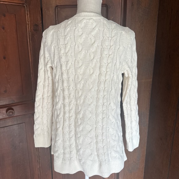 J Jill Womens Chenille Sweater Small Petite Cream Cable Knit V Neck Tunic EUC - Picture 5 of 7